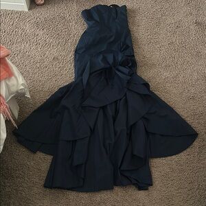 Elegant Navy Strapless Evening Gown